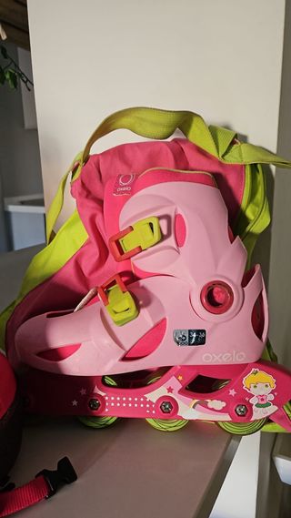 Patines Oxelo niña rosas talla 34-36