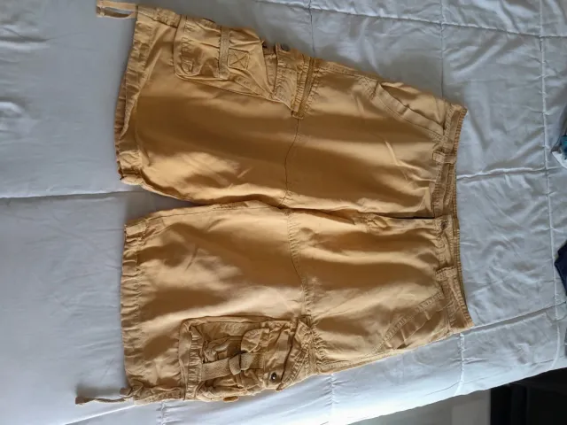 Pantalón cargo hombre beige/amarillo