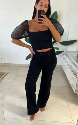 Pantalón Carolina Herrera Negro Talla 38 Lazo