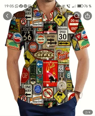 Camisa Estampada Estilo Vintage ROUTE66.

