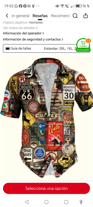 Camisa Estampada Estilo Vintage ROUTE66.
