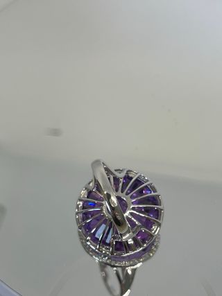 Sortija Oro Blanco Amatista y Diamantes