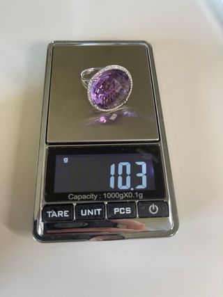 Sortija Oro Blanco Amatista y Diamantes