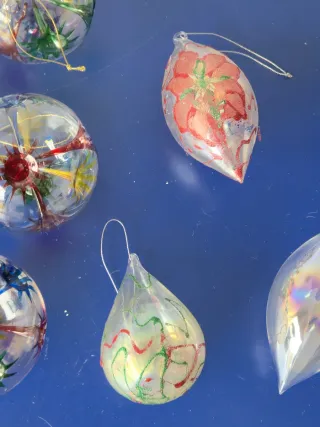 Lotto 9 Palline di Natale in Vetro Soffiato