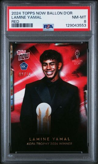 RC /10 Topps Now Lamine Yamal Ballon D'or PSA 8