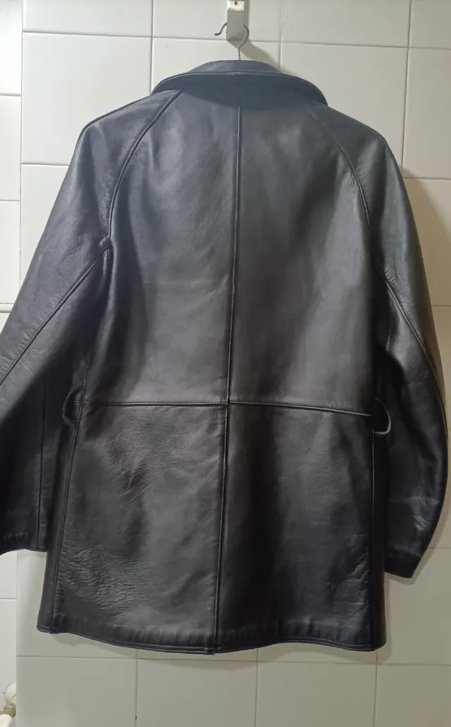 Chaquetón Cuero Bomberos Francés Negro