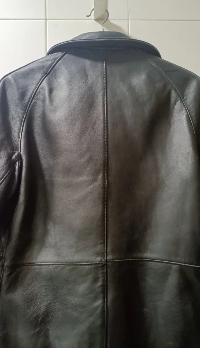 Chaquetón Cuero Bomberos Francés Negro