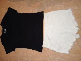 Conjunto Camiseta Negra y Shorts Blancos