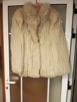 Chaquetón piel zorro canadiense beige
