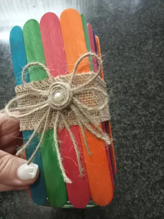 Decoração Palitos Coloridos com Juta