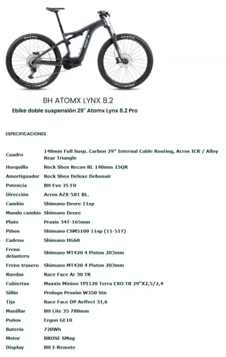 Bicicleta Eléctrica BH AtomX Linx 8.2