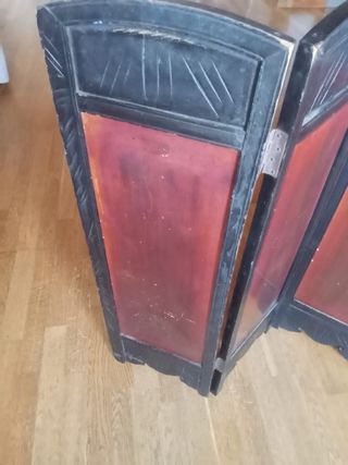 Biombo oriental antiguo madera y nácar