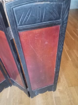Biombo oriental antiguo madera y nácar