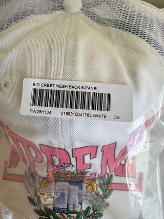 Supreme Big Crest Mesh Back 6-Panel Bianco