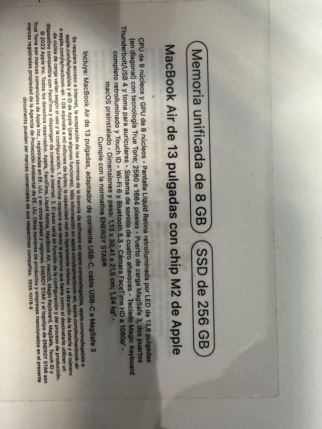MacBook Air 13 M2 8 núcleos Plata/Gris Espacial
