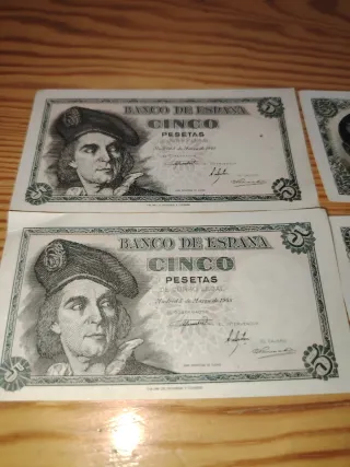Lote 4 Billetes 5 Pesetas Banco de España