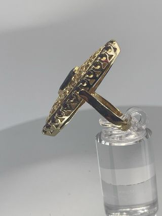 Sortija oro amarillo y granates naturales