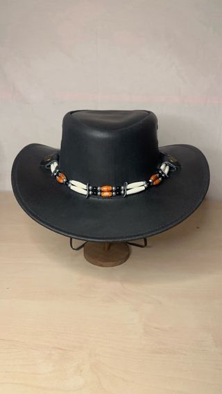 fabricante Sombrero Vaquero de Cuero Negro 