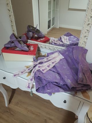 Traje Fallera Niña Morado/Plata 9-10 años