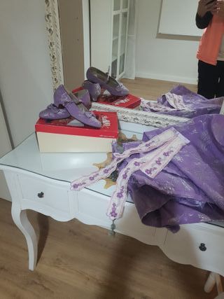 Traje Fallera Niña Morado/Plata 9-10 años