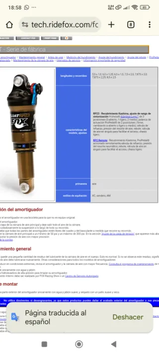 Amortiguador Fox Kashima