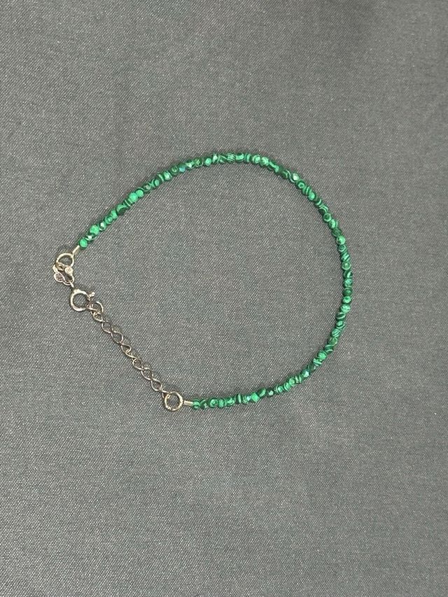 Pulsera Malaquita Cierre Plata Nuevo