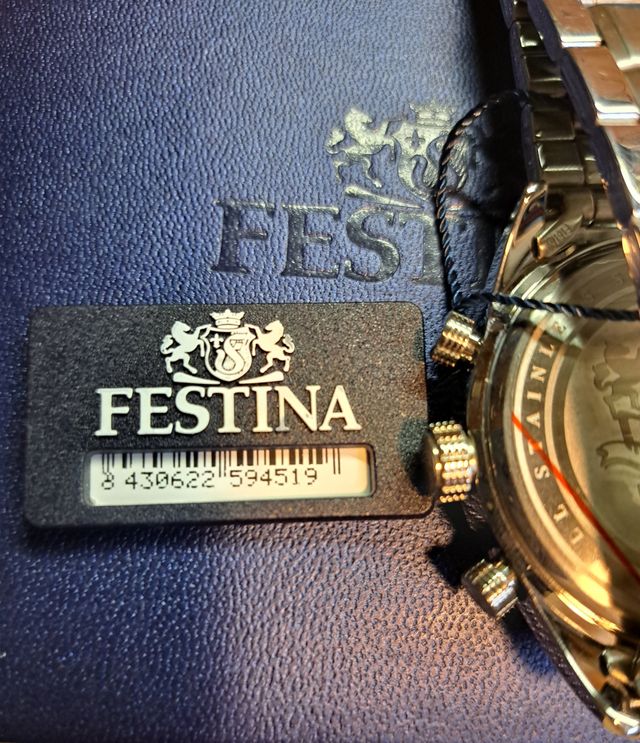 Orologio Festina Uomo Acciaio Cronografo Blu Oro