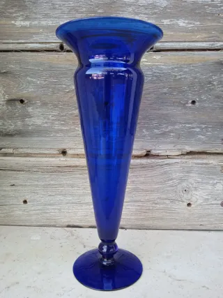 Vaso Vintage Vetro Blu Cobalto Modernariato