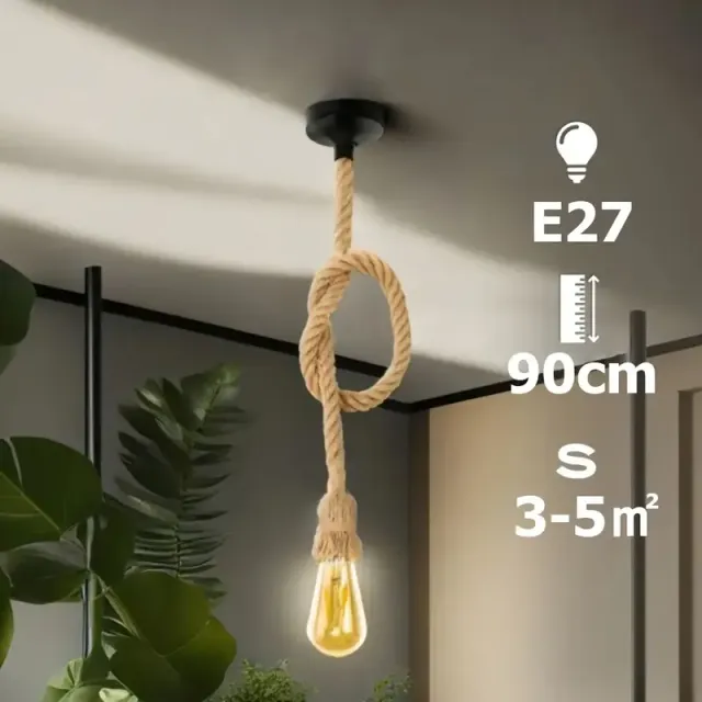 Lampara de techo colgante basica cuerda yute 90cm