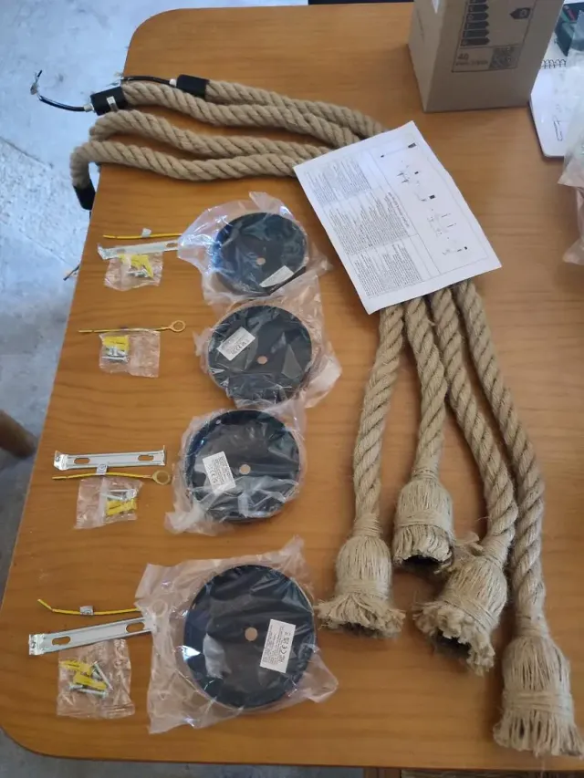 Lampara de techo colgante basica cuerda yute 90cm