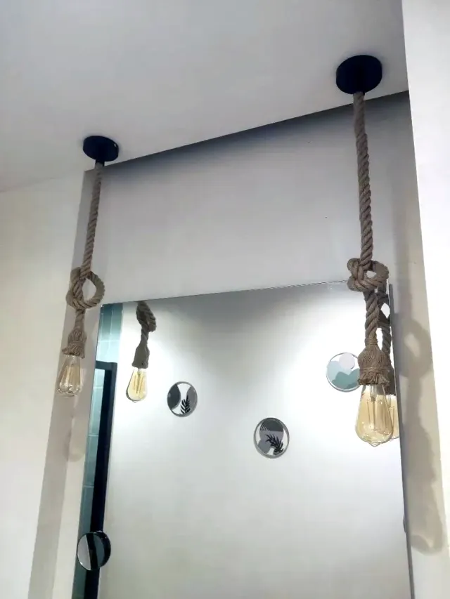 Lampara de techo colgante basica cuerda yute 90cm