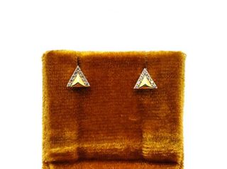 Pendientes Oro 18k Triángulo Circonita