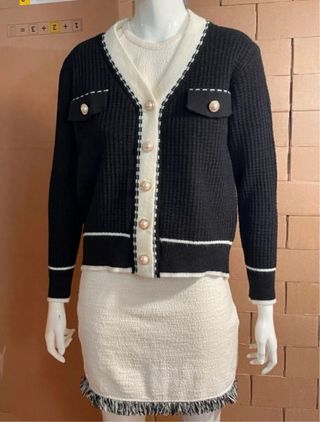 Traje Tweed Zara bicolor estilo Chanel