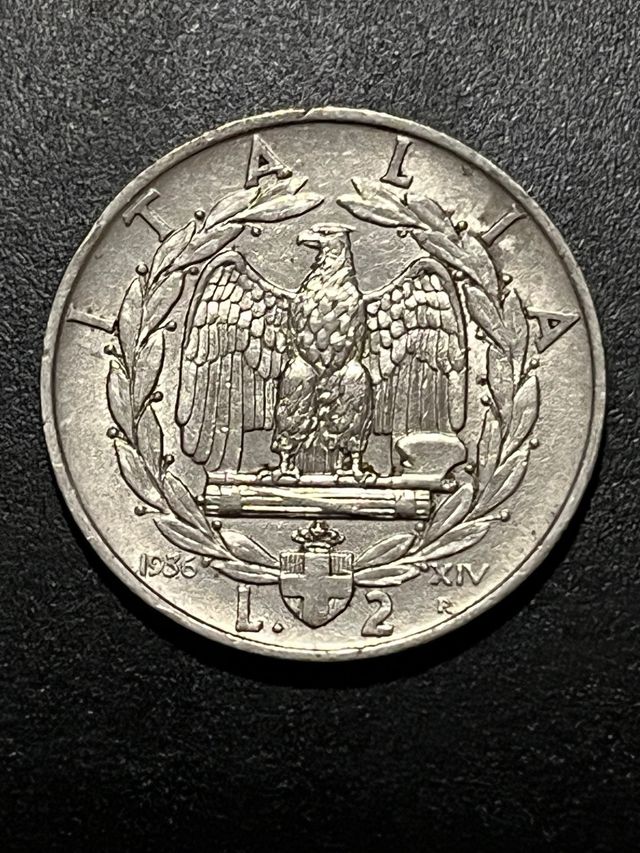 2 Lire Italia 1936 Aquila Romana