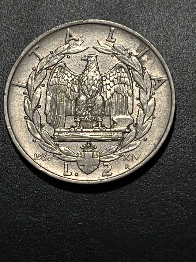 2 Lire Italia 1936 Aquila Romana