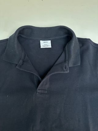 Polo Hombre  Mango Negro Cuello Alto