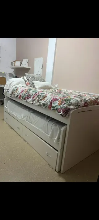 Cama nido con almacenamiento y colchón de cama