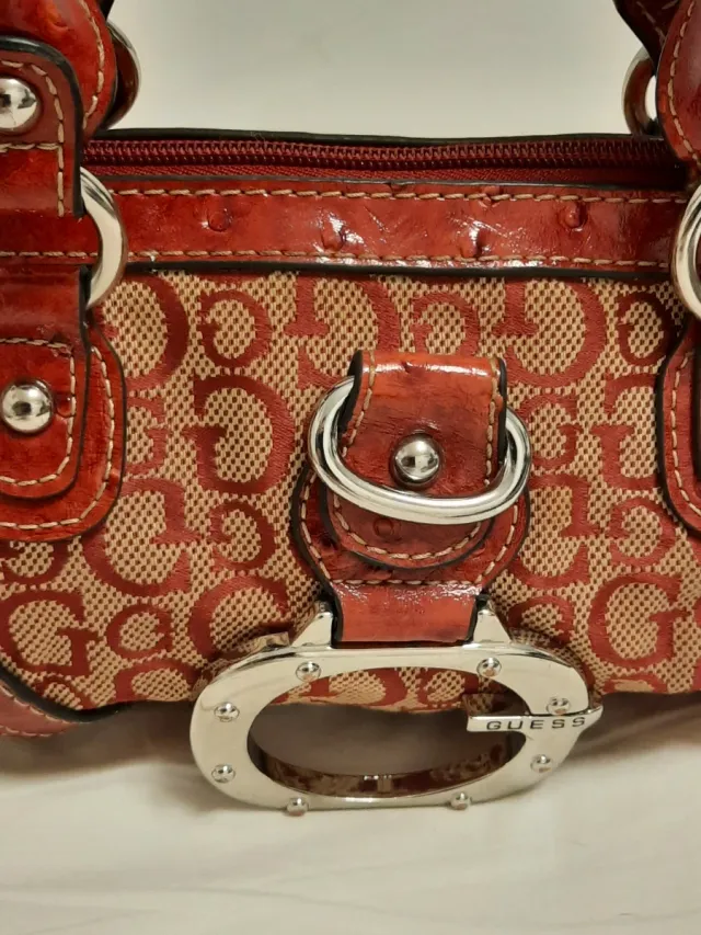 Mini borsa Guess anni '90 beige/rossa