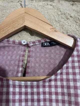 Vestido cuadros vichy rosa Zara Talla S