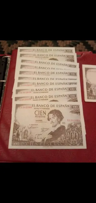 10 Billetes 100 Pesetas Banco de España 1965