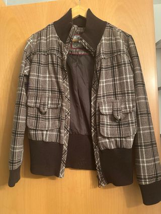 Chaqueta cuadros marrón mujer