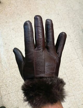 Guantes de piel mujer L/XL con pelo