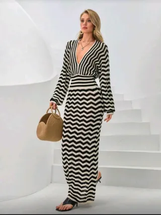Vestido largo ganchillo zigzag