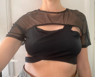 Camiseta negra manga corta transparente