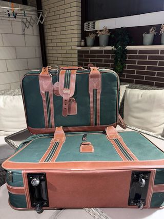 Juego de maletas Rodelle verde y marrón