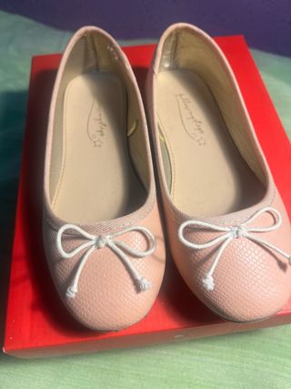 Manoletinas niña rosa con lazo, talla 33