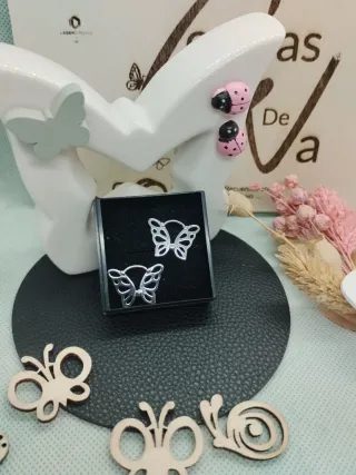 Pendientes Aro Plata Mariposa