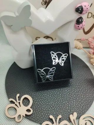 Pendientes Aro Plata Mariposa