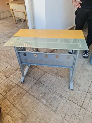 Scrivania ufficio in vetro e metallo