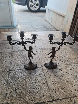 Coppia Candelabri Ottone Cherubini